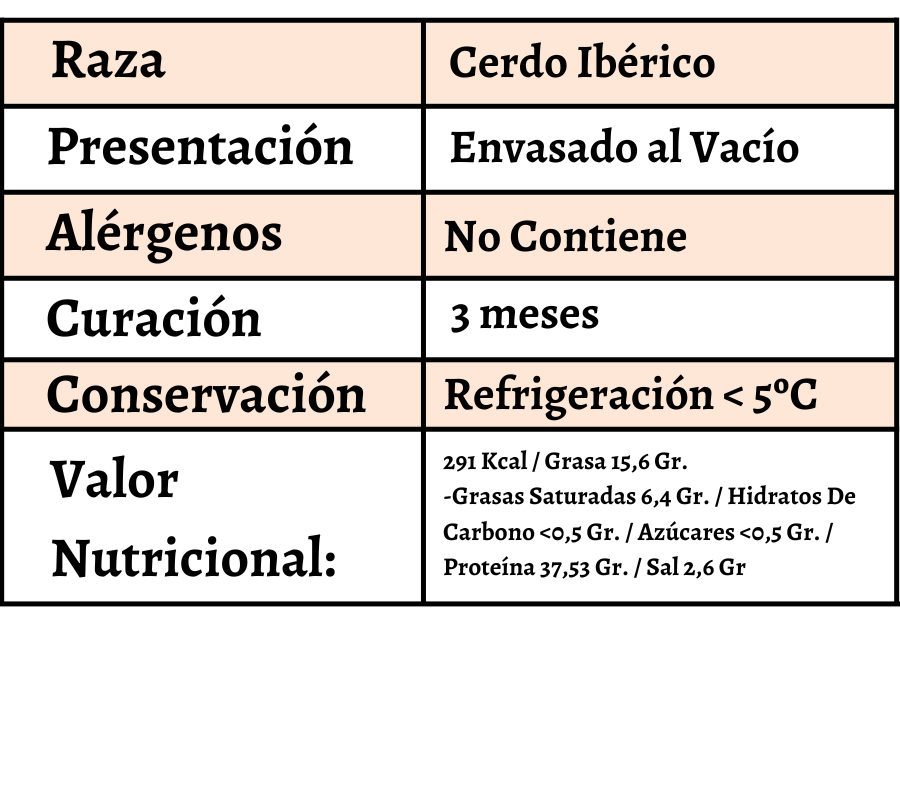 descripcion lomo bellota iberico 50